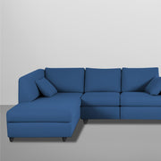 Dorian LHS 4 Seater L Shape Sofa Set for Living Room (Blue Fabric) Premium Fabric Sofa