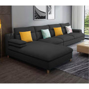 Hudson 6 Seater L Shape Sofa Set for Living Room (Black Fabric) Left Side