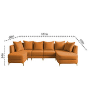 Zoe 8 Seater U Shape Sofa Set for Living Room (Black Grey Colour) Premium Fabric Sofa Set Living Room