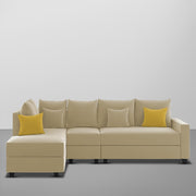 Inclair RHS 6 Seater L Shape Sofa Set for Living Room (Cream Fabric) Premium Fabric Sofa