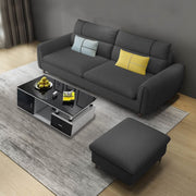 Francis 3 Seater Sofa with Ottoman Set for Living Room (Black Fabric)