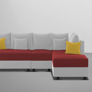 Inclair RHS 6 Seater L Shape Sofa Set for Living Room (Maroon Grey Fabric) Premium Fabric Sofa