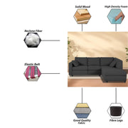 Dorian RHS 4 Seater L Shape Sofa Set for Living Room (Black Fabric) Premium Fabric Sofa