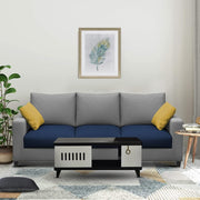 Rihan 3 Seater Sofa Set Living Room (Blue Grey Fabric)