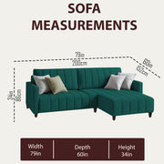 Netlie 4 Seater RHS L Shape Sofa Set for Living Room (Pine Fabric) Premium Fabric Sofa Set for Living Room