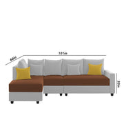 Inclair LHS 6 Seater L Shape Sofa Set for Living Room (Brown Grey Fabric) Premium Fabric Sofa