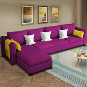 Asser LHS 6 Seater L Shape Sofa Set for Living Room (Purple) Premium Fabric Sofa
