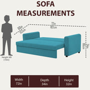 Clifton 3 Seater Sofa Cum Bed for Living Room (Turquise Fabric) Premium Fabric Sofa