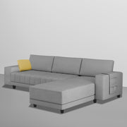 Linus RHS 4 Seater L Shape Sofa Set for Living Room (Dark Grey Fabric) Premium Fabric Sofa