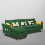 Ventos LHS 6 Seater L Shape Sofa Set for Living Room (Green) Premium Velvet Fabric