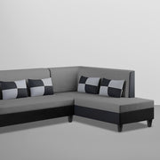 Nordy RHS 6 Seater L Shape Sofa Set for Living Room (Dark Grey Black Colour) Premium Fabric Sofa Set