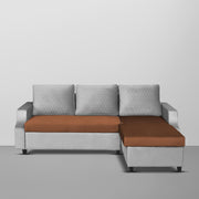 Asper RHS 4 Seater L Shape Sofa Set for Living Room (Brown Grey Fabric) Premium Fabric Sofa