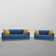 Casaliving Dominic 3 + 2 Seater Sofa Set for Living Room (Blue) Premium Fabric Sofa