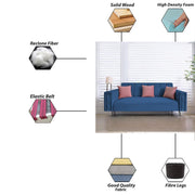 Casaliving Froster 3 Seater Sofa Set for Living Room (Blue Fabric) Premium Fabric Sofa