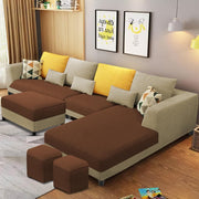 Minta LHS 8 Seater L Shape Sofa Set with Ottoman & 2 Puffy for Living Room (Green Fabric)
