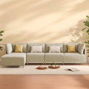 Salina LHS 6 Seater L Shape Sofa Set for Living Room (Black) Premium Fabric Sofa