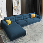 Hazer 6 Seater Sofa Set for Living Room (Blue Fabric) Left Side Sofa