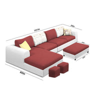 Badger RHS 8 Seater L Shape Sofa Set with Center Table for Living Room (Grey Fabric) Premium Fabric Sofa
