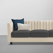 Martine 3 Seater Sofa Set for Living Room (Cream Black Fabric) | Premium Fabric Sofa