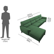 Janifer LHS 6 Seater L Shape Sofa Set for Living Room (Green Colour) Premium Fabric Sofa Set