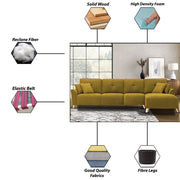 Antonio LHS 6 Seater L Shape Sofa Set for Living Room (Yellow Premium Fabric)