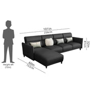 Casaliving Skynet LHS 6 Seater L Shape Sofa Set for Living Room (Black Colour) Premium Fabric Sofa Set