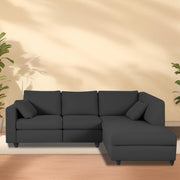Dorian RHS 4 Seater L Shape Sofa Set for Living Room (Black Fabric) Premium Fabric Sofa