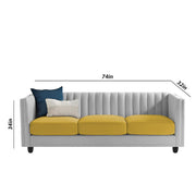 Martine 3 Seater Sofa Set for Living Room (Yellow Grey Fabric) | Premium Fabric Sofa