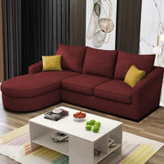 Shrank Round Lounger L Shape 4 Seater Sofa Set for Living Room (Maroon) Fabric Sofa | LHS