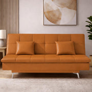 Danny 3 Seater Sofa Cum Bed Leatherette Fabric (Black) with Two Cushions Perfect for |Home Living |Office Room and Guest Room Premium Sofa