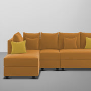 Inclair LHS 6 Seater L Shape Sofa Set for Living Room (Orange Fabric) Premium Fabric Sofa