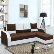 Severny 6 Seater L Shape Sofa Set for Living Room (Brown Grey Fabric) Right Side