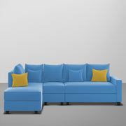 Inclair LHS 6 Seater L Shape Sofa Set for Living Room (Turquise Fabric) Premium Fabric Sofa
