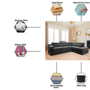 Elldona RHS 6 Seater Corner L Shape Sofa Set for Living Room (Black) Premium Fabric Sofa