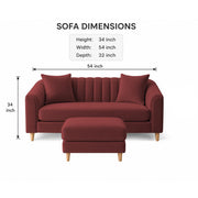 Casaliving Doraldo 2 Seater with Ottoman Sofa Set for Living Room (Black Colour) Premium Fabric Sofa Set