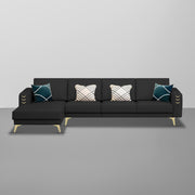 Falco LHS 6 Seater L Shape Sofa Set for Living Room (Black Fabric) Premium Fabric Sofa