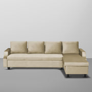 Asper RHS 6 Seater L Shape Sofa Set for Living Room (Cream Fabric) Premium Fabric Sofa
