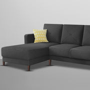 Swaloni LHS 6 Seater L Shape Sofa Set for Living Room (Black) Premium Fabric Sofa