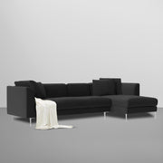 Vesco RHS 6 Seater L Shape Sofa Set for Living Room (Black) Premium Fabric Sofa