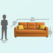 Evona 3 Seater Sofa Set for Living Room (Orange Colour Fabric) Premium Fabric Sofa