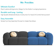 Casaliving Vetras Modern Velvet Bubble Cloud Sofa, Tufted Design Upholstered 3 Seater Sofa Set for Living Room,(Blue Colour) Premium Velvet Fabric Sofa