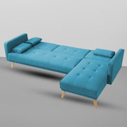 Convertible Futon RHS 4 Seater Sofa Cum Bed with Adjustable Backrest Sofa for Living Room (Blue Grey Colour) Premium Fabric Sofa