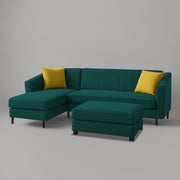 Neyami LHS 4 Seater with Ottoman L Shape Sofa Set for Living Room (Pine) Premium Fabric Sofa Set