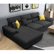 Anver 4 Seater L Shape Sofa Set for Living Room (Black) Left Side