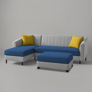 Neyami LHS 4 Seater with Ottoman L Shape Sofa Set for Living Room (Blue Grey) Premium Fabric Sofa Set