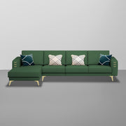 Falco LHS 6 Seater L Shape Sofa Set for Living Room (Green Fabric) Premium Fabric Sofa