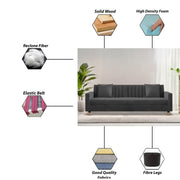 Garcia 3 Seater Sofa Set for Living Room (Blue Black Colour) Premium Fabric Sofa