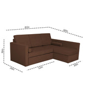 Megan RHS 4 Seater L Shaped Sofa Cum Bed for Living Room (Brown Fabric) Premium Fabric Sofa