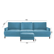 Oudrey 3 Seater Sofa Set with Center Table for Living Room (Turquise Colour) Premium Fabric Sofa