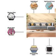 Salina LHS 6 Seater L Shape Sofa Set for Living Room (Black) Premium Fabric Sofa